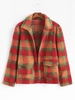 Veste Motif à Carreaux avec Double Poches en Laine Mélangée en Tissu Duveteux 2xl Orange foncé