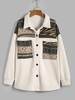 Veste Motif en Laine avec Poche en Avant Ethnique L Café lumière