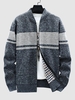 Veste Pull Zippée en Tricot en Blocs de Couleurs M Bleu