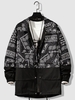 Veste Rétro Ethnique Motif de Cachemire Boutonnée 2xl Noir