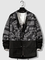 Veste Rétro Ethnique Motif de Cachemire Boutonnée 2xl Noir