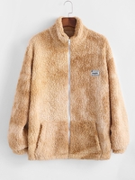Veste Teintée Zippée en Fausse Fourrure Teddy M Café lumière