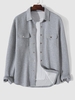 Veste Texturée avec Poches à Rabat Design Boutonnée M Gris foncé