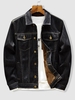 Veste Thermique Boutonnée à Doublure en Laine en Denim M Noir