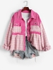 Veste Tweed en Velours Côtelé à Boutons-Pression M Rose clair