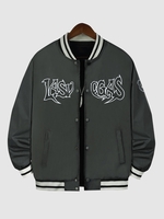 Veste Universitaire de Base-ball Brodée L Gris foncé