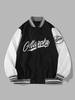 Veste Universitaire de Base-ball Lettre Brodée en Blocs de Couleurs 2xl Noir