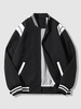 Veste Universitaire de Base-ball Rayée Bicolore M Noir