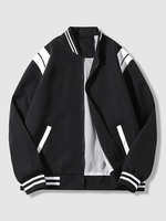 Veste Universitaire de Base-ball Rayée Bicolore M Noir