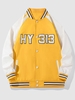 Veste Universitaire de Base-ball Rayée en Blocs de Couleurs Jointive M Jaune canard caoutchouc
