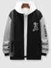 Veste Universitaire Ombrée à Imprimé Lettre avec Poche M Noir