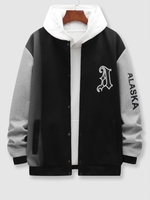 Veste Universitaire Ombrée à Imprimé Lettre avec Poche M Noir