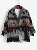 Veste Vintage à Imprimé Ethnique Aztèque en Laine avec Poche Large S Gris