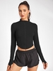 Veste Zippée Avec Trou Pour Pouce et Surpiqûres S Noir