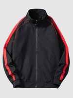 Veste Zippée en Blocs de Couleurs à Manches Raglan avec Poches M Noir