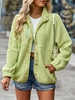 Veste Zippée Fourrée avec Bouton-Pression avec Poches en Tissu Duveteux Xl Vert