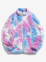 Veste Zippée Fourrée Motif Teinté en Fausse Fourrure 2xl Ciel bleu foncé