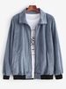 Veste Zippée Panneau en Blocs de Couleurs en Velours Côtelé 2xl Bleu profond