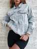 Veste Déchirée Effrangée en Denim S Bleu