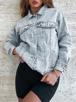 Veste Déchirée Effrangée en Denim S Bleu