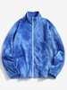 Veste Motif Teintée Zippée en Laine M Bleu
