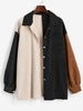 Veste Point de Boutonnière Portable en Blocs de Couleurs avec Poche en Avant en Velours Côtelé L Noir
