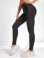 Women Sports Legging de Sport à Taille Haute avec Poche Latérale S Noir