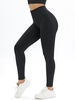 Women Sports Legging de Sport Bande Large en Couleur Unie L Noir