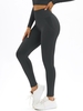 Women Sports Legging de Sport Bande Large en Couleur Unie M Gris foncé