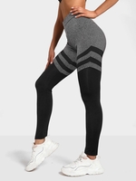 Women Sports Legging de Sport Chiné Panneau Rayé M Noir