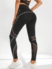 Women Sports Legging de Sport Cousu en Haut en Maille Insérée S Noir