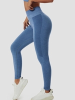 Women Sports Legging de Sport de Course Moulant à Taille Haute L Bleu