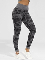 Women Sports Legging de Sport Motif de Camouflage à Taille Haute S Noir