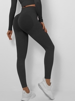 Women Sports Legging de Sport Plissé Côtelé M Noir