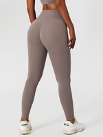Women Sports Legging de Yoga Croisé en Couleur Unie S Gris