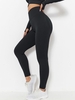 Women Sports Legging de Yoga en Couleur Unie à Taille Haute S Noir