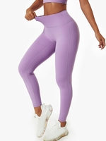 Women Sports Legging de Yoga en Couleur Unie à Taille Large S Violet clair