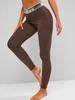 Women Sports Legging Graphique Fourrée à Taille Haute S Café profond