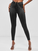 Women Sports ZAFUL Legging Découpé Noué à Taille Haute à Cordon M Noir