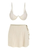ZAFUL 3 Pièces Ensemble de Maillot de Bain Bikini Texturé Noué à Côté avec Jupe Taille unique Café lumière