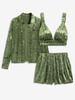 ZAFUL 3 Pièces Ensemble de Short avec Poche en Velours M Vert