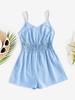 ZAFUL Barboteuse à Bretelle au Crochet Inséré à Jambe Large L Bleu clair