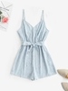ZAFUL Barboteuse Ceinturée Superposée Fleurie à Bretelle M Bleu clair
