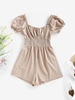 ZAFUL Barboteuse Plissée Jambe Large à Manches Bouffantes M Café lumière