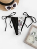 ZAFUL Bas de Bikini à Imprimé Serpent Noué à Côté M Noir