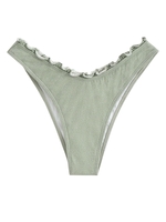 ZAFUL Bas de Bikini à Jambe Haute à Paillettes L Vert clair