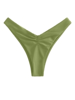 ZAFUL Bas de Bikini à Jambe Haute à Volants L Vert