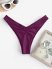 ZAFUL Bas de Bikini à Jambe Haute à Volants S Rouge foncé