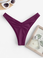 ZAFUL Bas de Bikini à Jambe Haute à Volants S Rouge foncé
