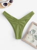 ZAFUL Bas de Bikini à Jambe Haute à Volants S Vert
